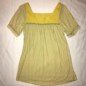 Anthro One September yellow embroidered top heart